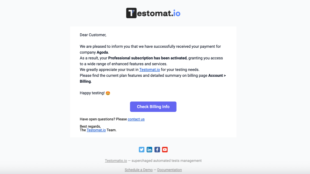 confirmation email